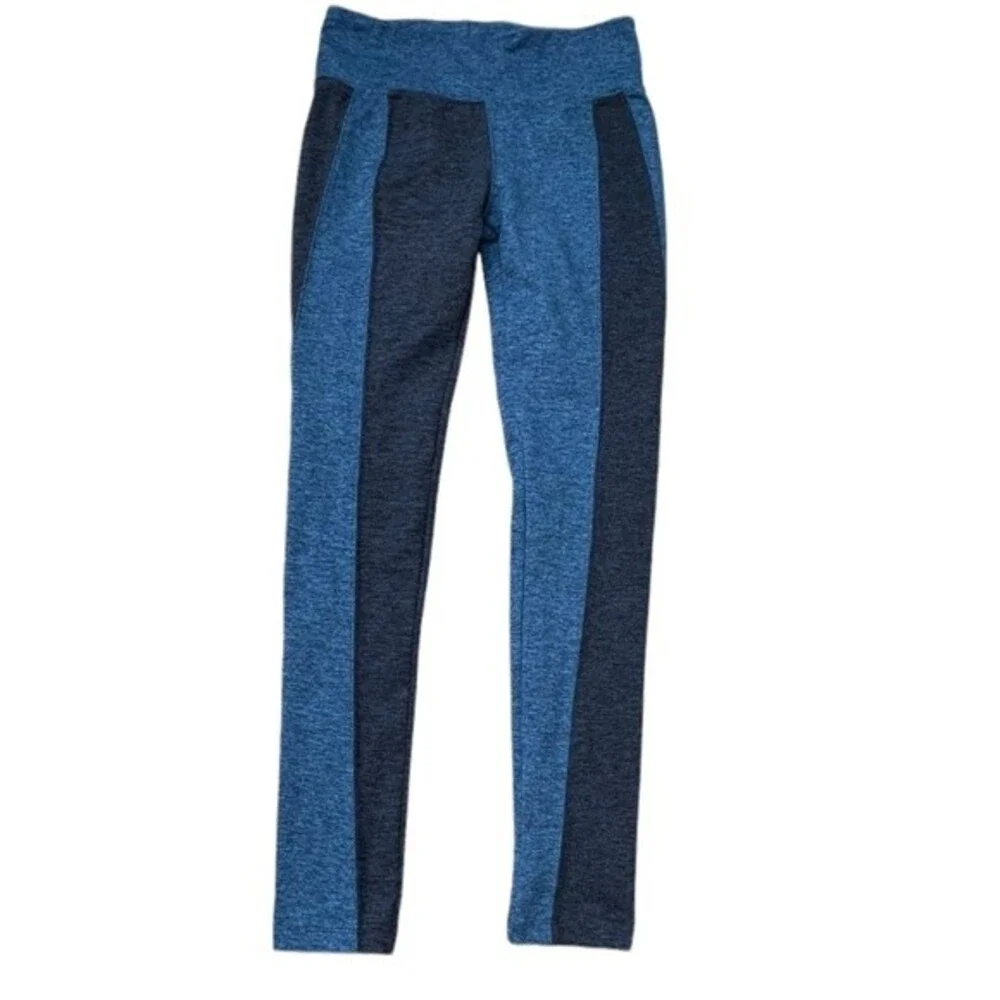 Free People Movement Womens XS Color blocked‎ black and blue smooth leggings